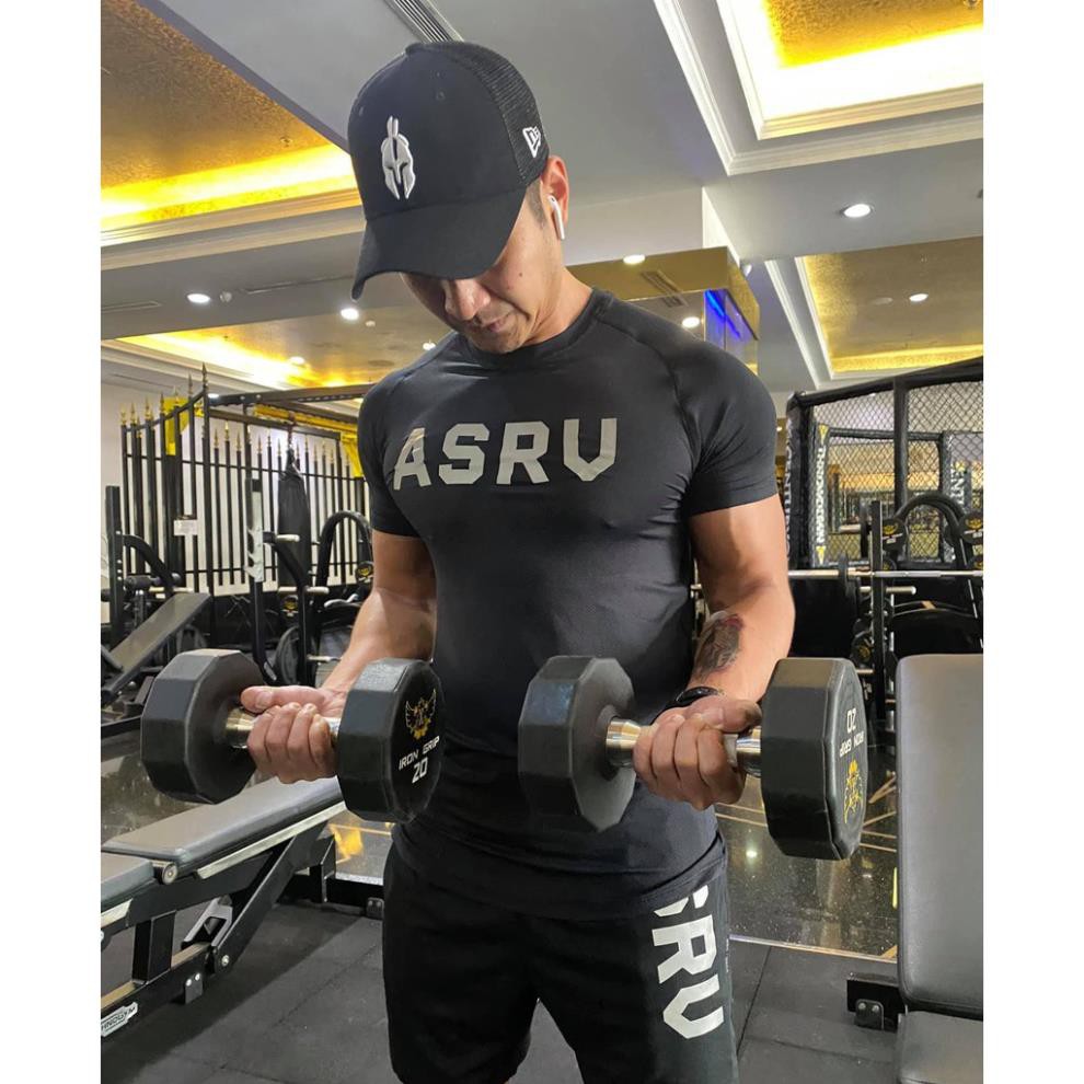 Bộ quần áo gym nam ASRV thun lạnh co giãn 4C,đồ tập gym nam đẹp(video review)  ྇