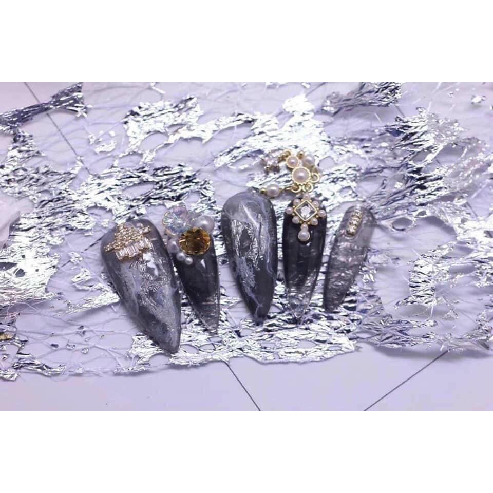 Foil Ren Lưới nhún Vàng,Bạc, Foil dán móng ẩn gel ẩn bột