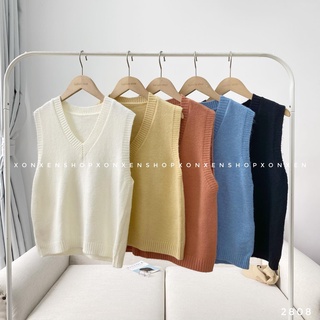 Áo len gile cổ tim viền gân xonxen shop quy nhơn, áo len gile trơn freesize mã 2808