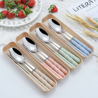 Bộ Muỗng Đũa Nĩa Cá Nhân, hộp lúa mạch, hàng đẹp y hình