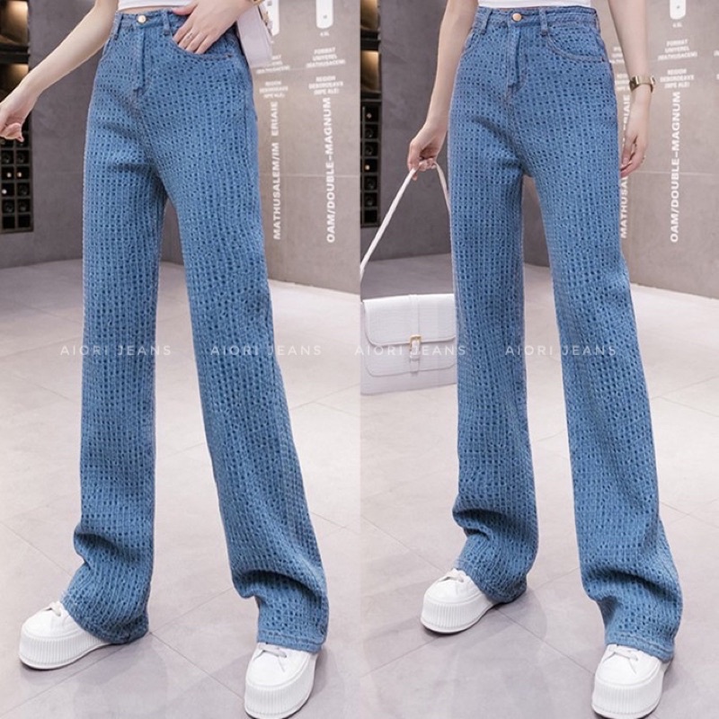 [CAO CẤP+HOTTREND][Dài 105 cm] Quần Jean Nữ AIORI Ống Rộng Lưng Cao Trơn Bò Suông Vải Bông Cotton Mềm Mịn Thoáng Mát_280