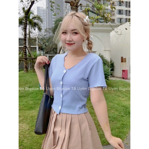 (T.U Bigsize 50-90kg) Áo Croptop 4 Khuy Phong Cách Ulzzang A34