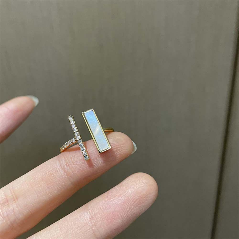 Nhẫn Hở Hình Vỏ Sò Vuông Hai Lớp Phong Cách Vintage Làm Quà Tặng Valentine