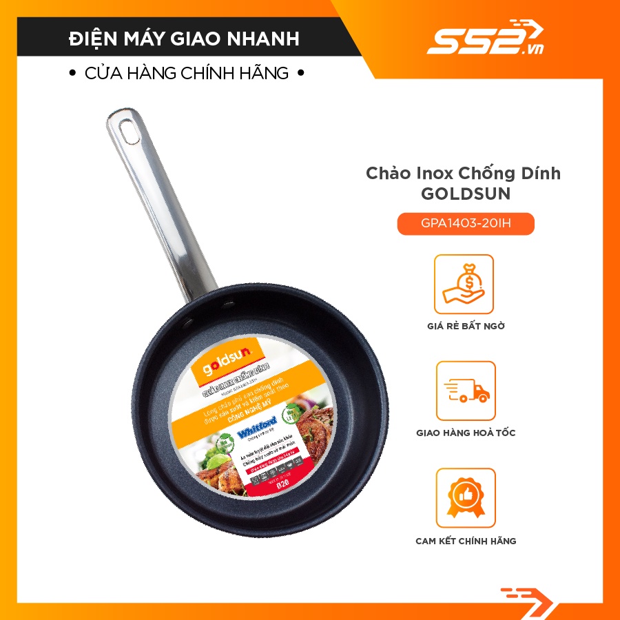 Chảo inox chống dính goldsun GPA1403-20IH-Bảo Hành Chính Hãng