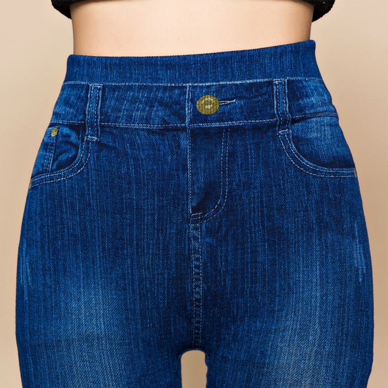 Quần Legging Jean Lưng Cao Dáng Bút Chì Không Đường May Co Giãn Thời Trang 2023 Cho Nữ