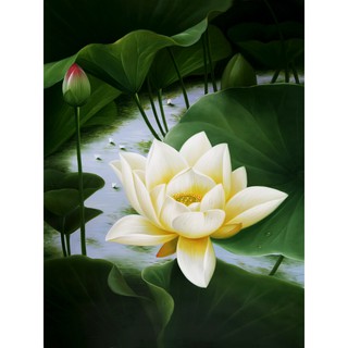 Tranh đính đá 5D , Tranh Hoa sen đính full đá