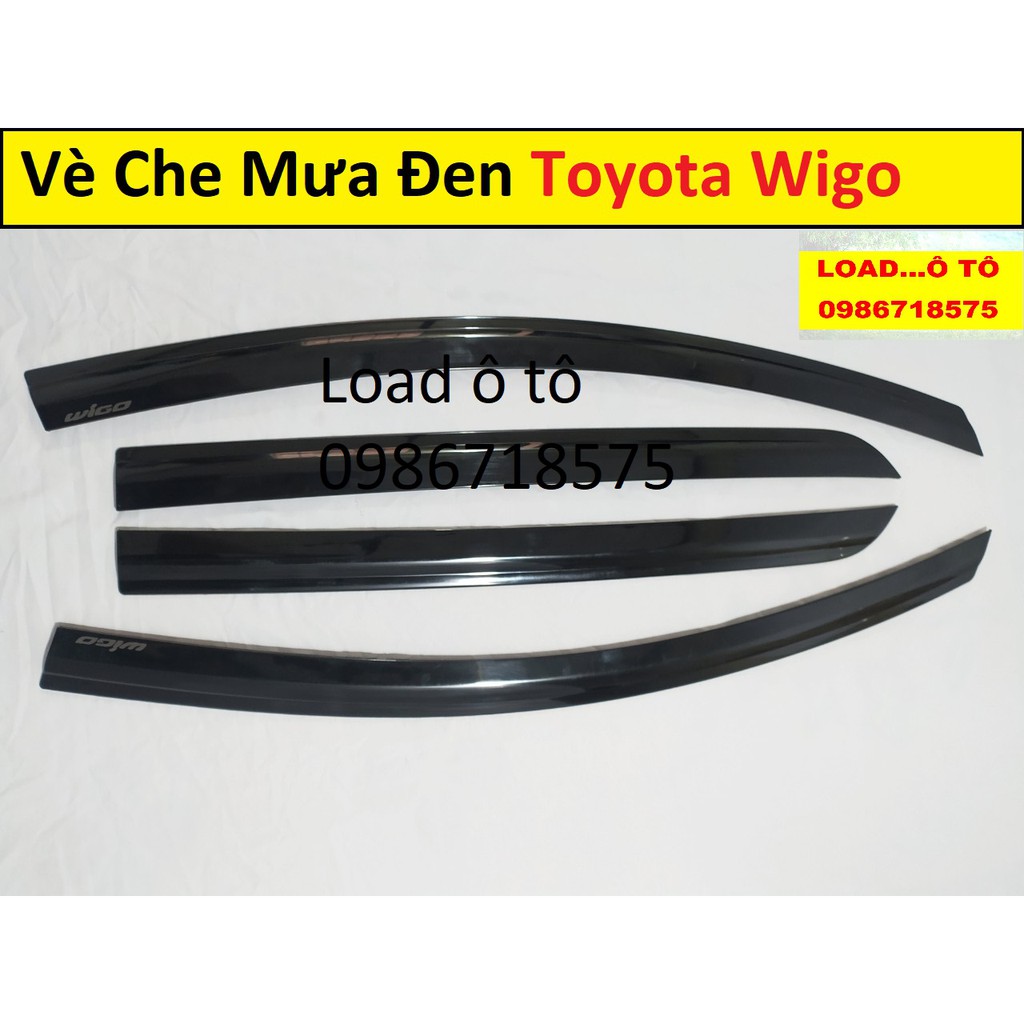 Vè Che Mưa Xe Toyota Wigo 2023-2018 Đen Dày Hàng Thái Cao Cấp Nhựa ABS Có Sẵn Keo Dán 3M