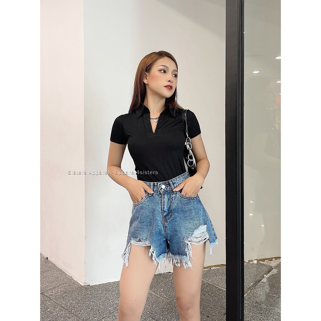 QUẦN SHORT JEANS (ĐEN/XANH)-QS023