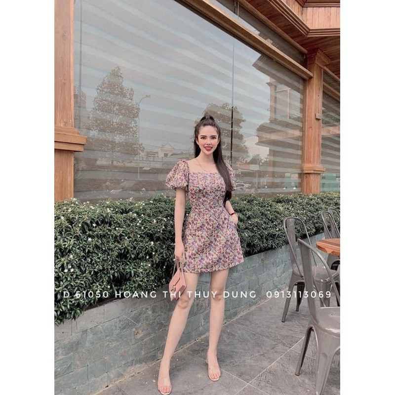 Đầm Hoa Nhí Tay Bồng 2 Lớp Hàng Quảng Châu Cực Đẹp | BigBuy360 - bigbuy360.vn