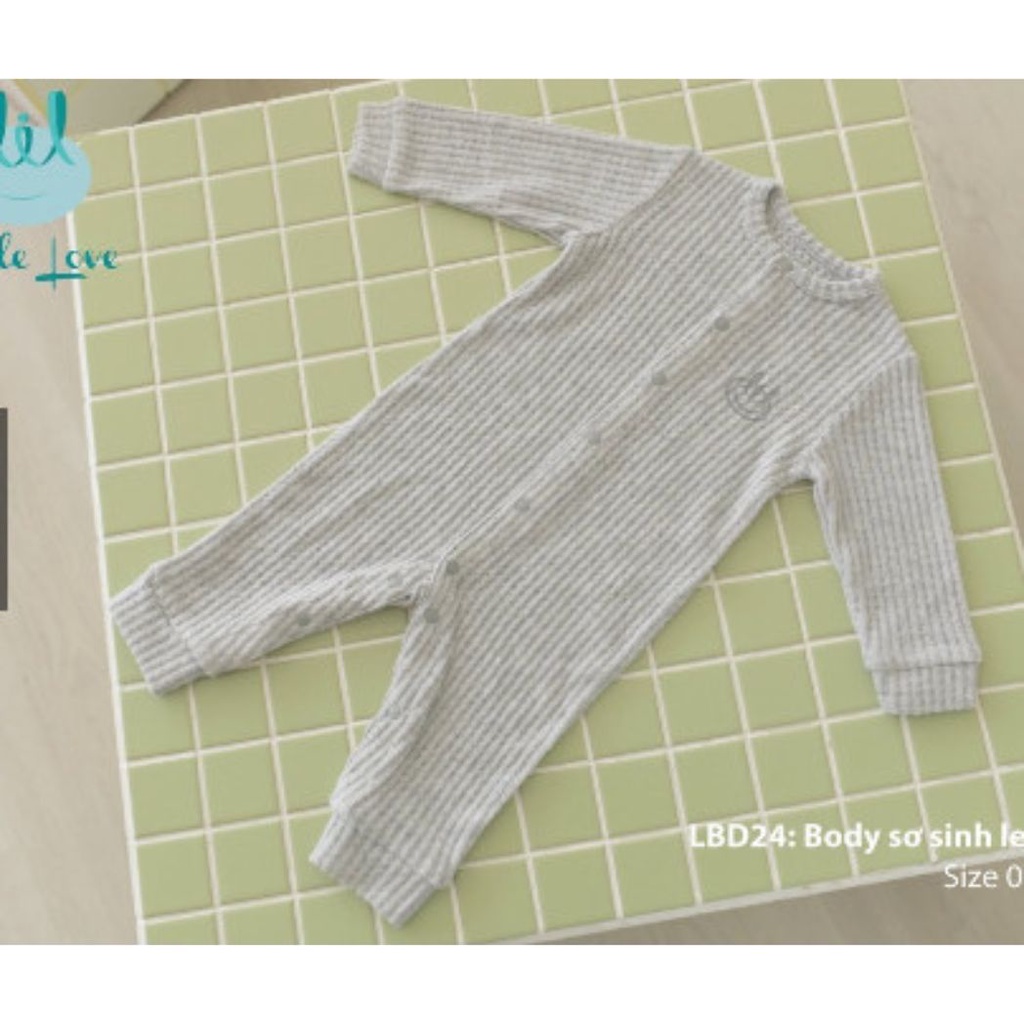 Body dài tay Little love cài thẳng chất len mỏng giữ nhiệt, siêu mêm mại cho bé gái bé trai sơ sinh size sơ sinh đến 9M