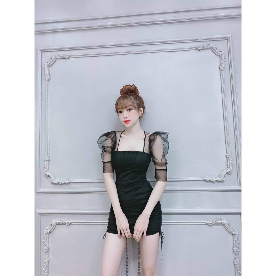 Đầm body cổ vuông phối lưới xịn xò 3 màu y hình ( co mút ngực ) | BigBuy360 - bigbuy360.vn