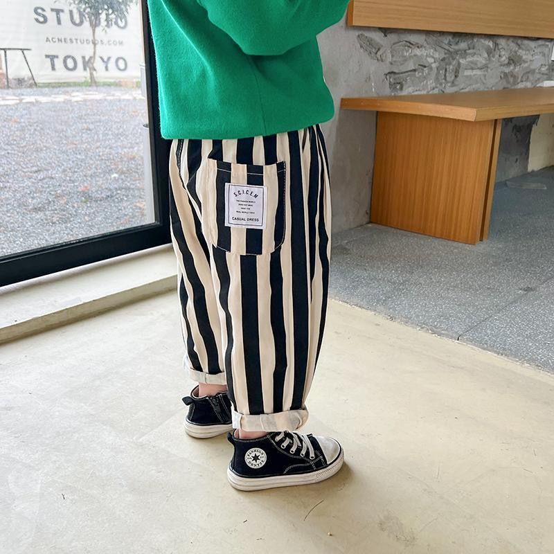 Quần Dài Ống Rộng  Kẻ Sọc Phong Cách Hàn Quốc Cho Bé Trai bé gái