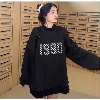 Áo Sweater 1990 áo nỉ bông caro form rộng