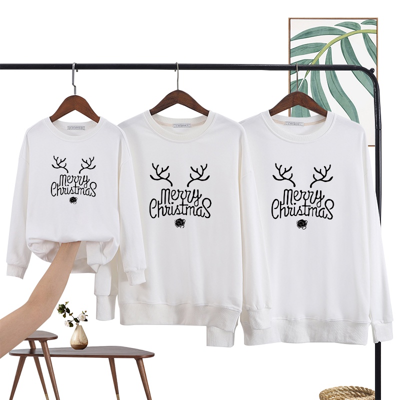 Áo hoodie nỉ gia đình cao cấp Familylove – Set áo gia đình Noel chữ Merry Christmas dễ thương