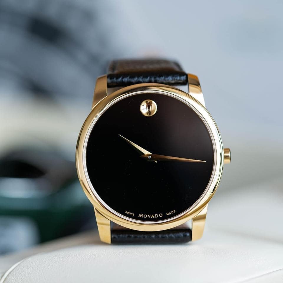 Đồng Hồ Nam Movado Museum Classic Black Dial Yellow Gold PVD 0607014