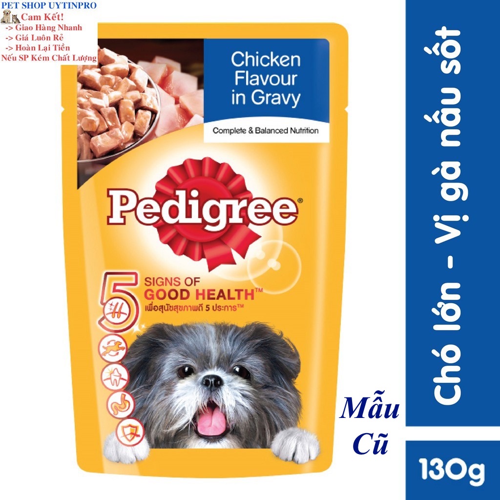 THỨC ĂN PEDIGREE DẠNG PATE SỐT CHO CHÓ LỚN vị Gà nấu sốt gói 130g Xuất xứ Thái Lan Bổ sung dinh dưỡng hoàn chỉnh