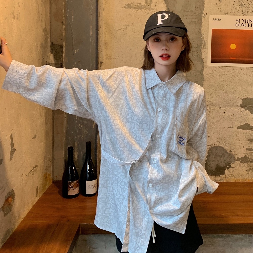 SUXI Áo sơ mi nữ tay dài dáng rộng thời trang