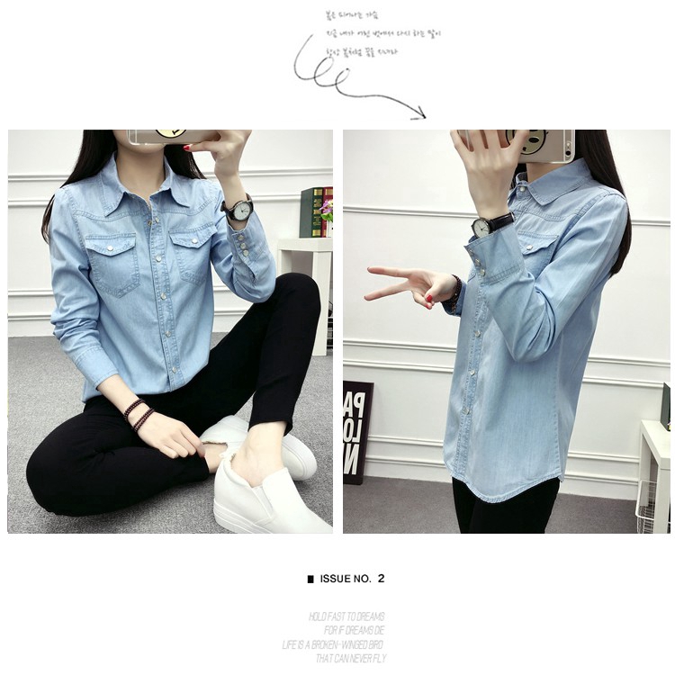 2021 spring slim cotton denim shirt