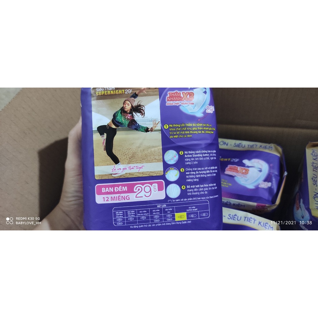 CHE TÊN SP -- BVS Diana Super Night 29cm, gói 12 miếng