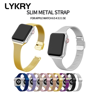 Dây Đeo Phụ Kiện Lykry Bằng Kim Loại Thép Không Gỉ Bền Bỉ Cho Đồng Hồ Apple 44mm 40mm 38mm 42mm