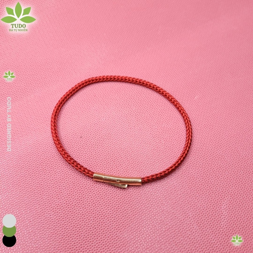 Kèm 2 Chặn Cao Su - Vòng Tay nam nữ dây thép đỏ, đen trơn chốt kim loại bền TUDO để xâu lu thống, đồng điếu, hạt vòng