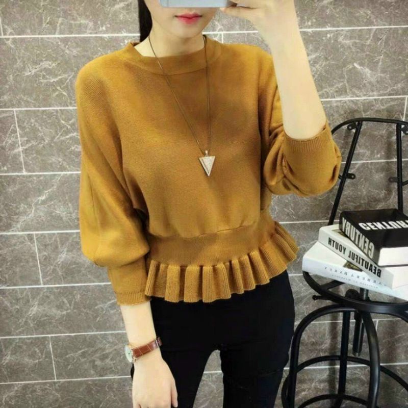 Áo thun tay dài  bo vạt viền bèo (A15