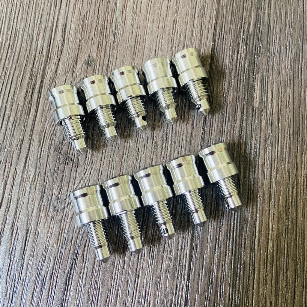 (INOX 304) Ốc xã gió kèm nắp chụp heo dầu bằng INOX CNC gắn cho heo ZIN Honda, Yamaha, Bremb, Nissin