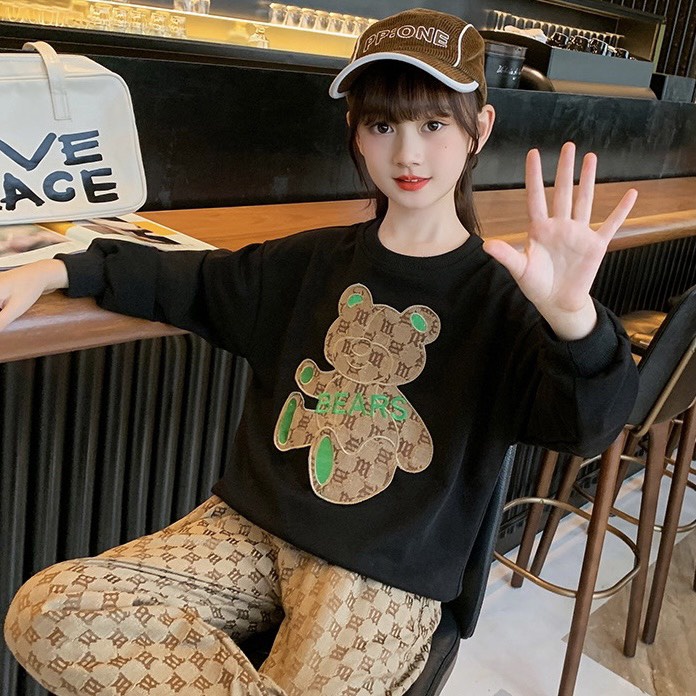 Áo thu đông cho bé gái “GẤU BEARS“ 14-45kg, áo dài tay bé gái 4-14 tuổi. Thiết kế xinh xắn, thoải mái.