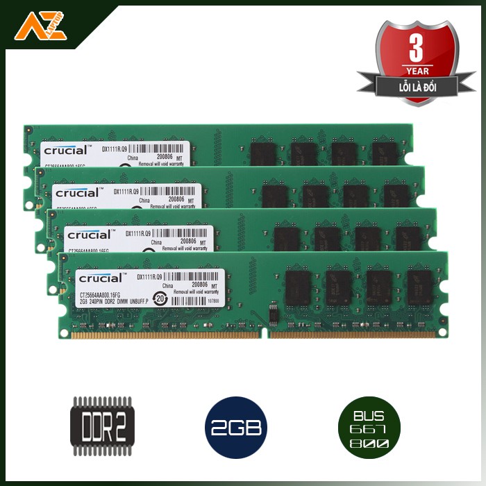 Ram PC DDR2 2GB BUS 667/800 chính hãng