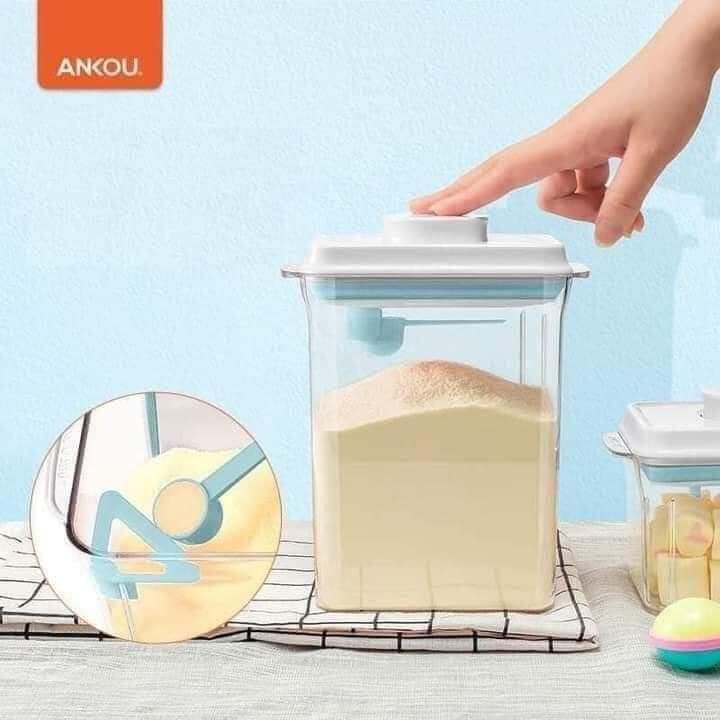 Mẫu mới- Hộp đựng sữa bột Ankou 600g 900g cho bé, hộp bảo quản sữa công thức cho bé Ankou chính hãng