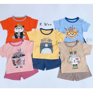 Bộ Cộc Tay Chất Thun Lạnh K.WOO Đồ Mặc Nhà Cho Bé Từ 9 tháng đến 3 tuổi Họa Tiết Thổ Dân Amazon (6-16kg)