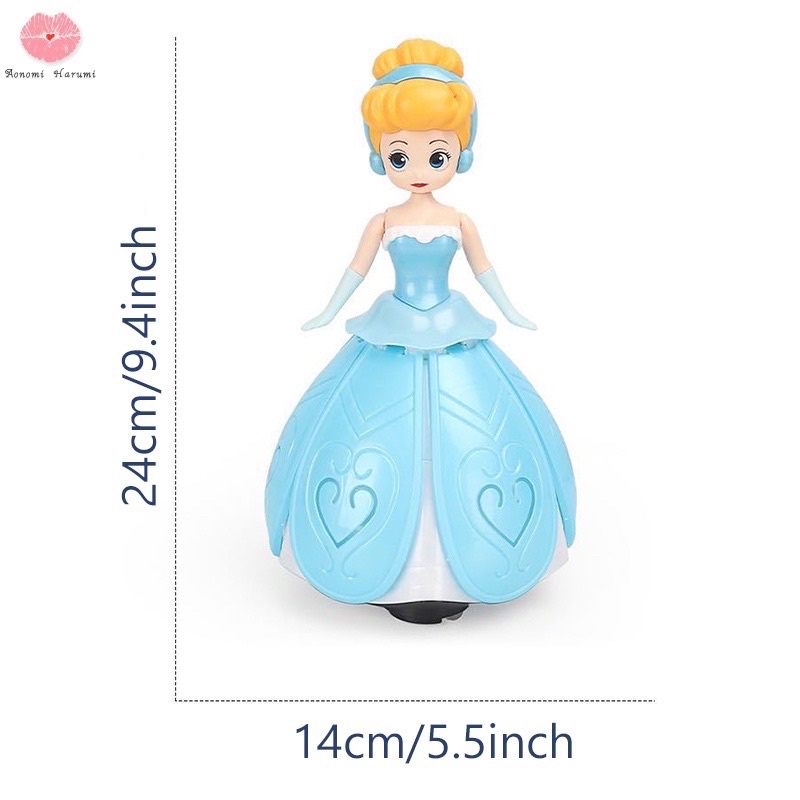 Đồ chơi búp bê công chúa Elsa, Bạch Tuyết, Lọ Lem, Sophia nhảy múa xoay tròn phát nhạc có đèn, Lồng đèn trung thu