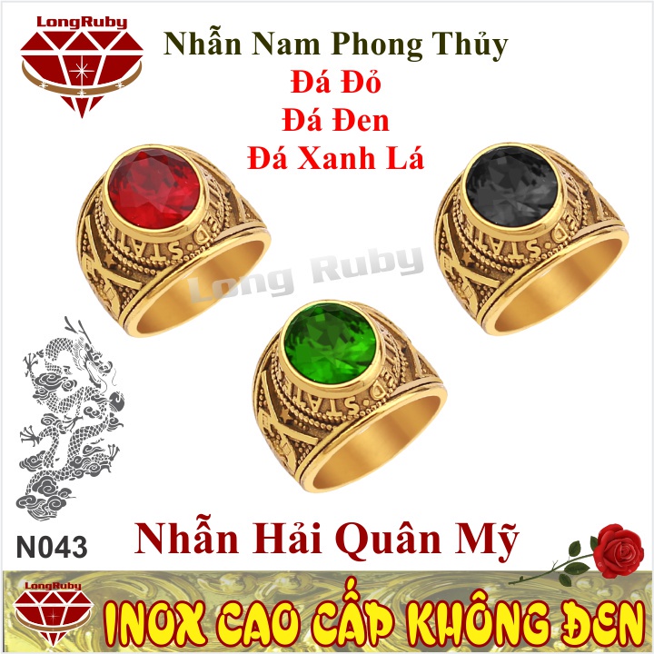 NHẪN TITAN HẢI QUÂN MỸ MẠ VÀNG ĐÁ ĐEN | NHẪN MỸ HẢI QUÂN - N043