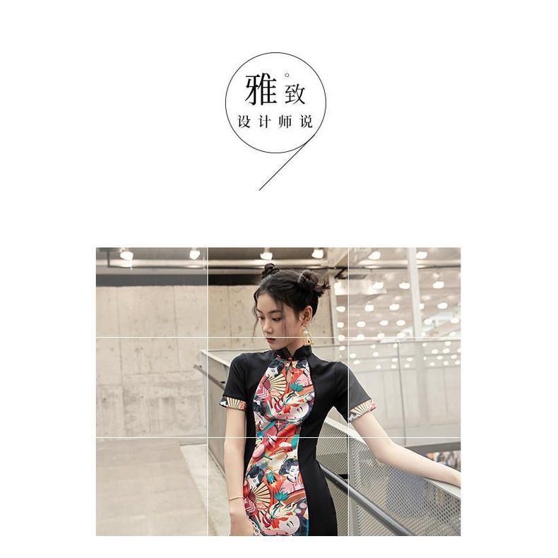 ◆Chân váy thời trang xinh xắn cho nữ◆ Sườn xám ngắn phong cách Trung Hoa thời trang mùa xuân 2021