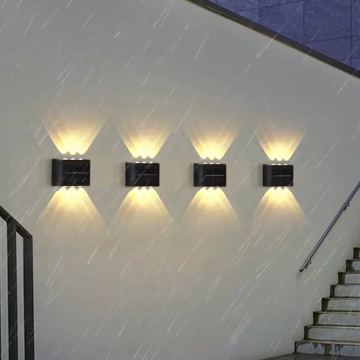 Vimite 10LED ngoài trời năng lượng mặt trời tường ánh sáng không thấm nước tự động đêm vườn ánh sáng lên và xuống sân hàng rào ánh sáng đường phố cảnh quan trang trí ánh sáng