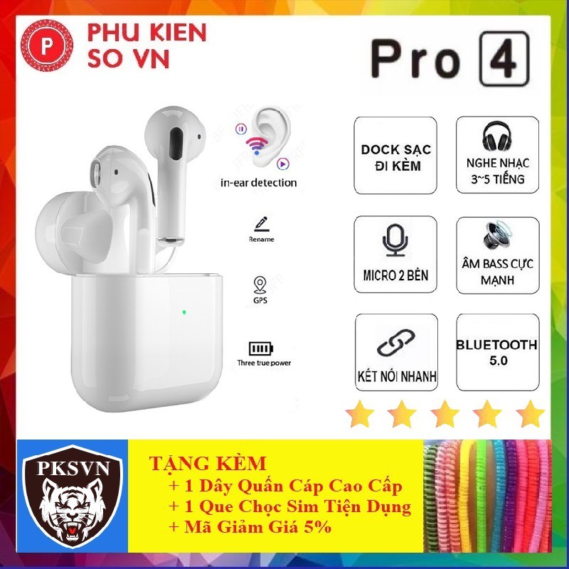 Tai Nghe Bluetooth Airpod Pro 4Cao CấpTai Nghe Không Dây Phiên Bản Nâng Cấp Giới Hạn 2020 Siêu Hot [Có Pop up]