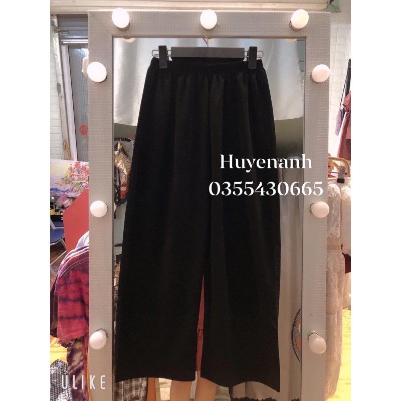 Quần đen ống suông cạp chun chất đẹp (ảnh thật) | BigBuy360 - bigbuy360.vn