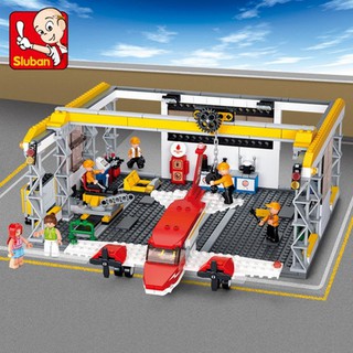 Lego-Bộ lắp ráp trạm bảo dưỡng máy bay SLUBAN M38-B0372, 596 miếng ghép