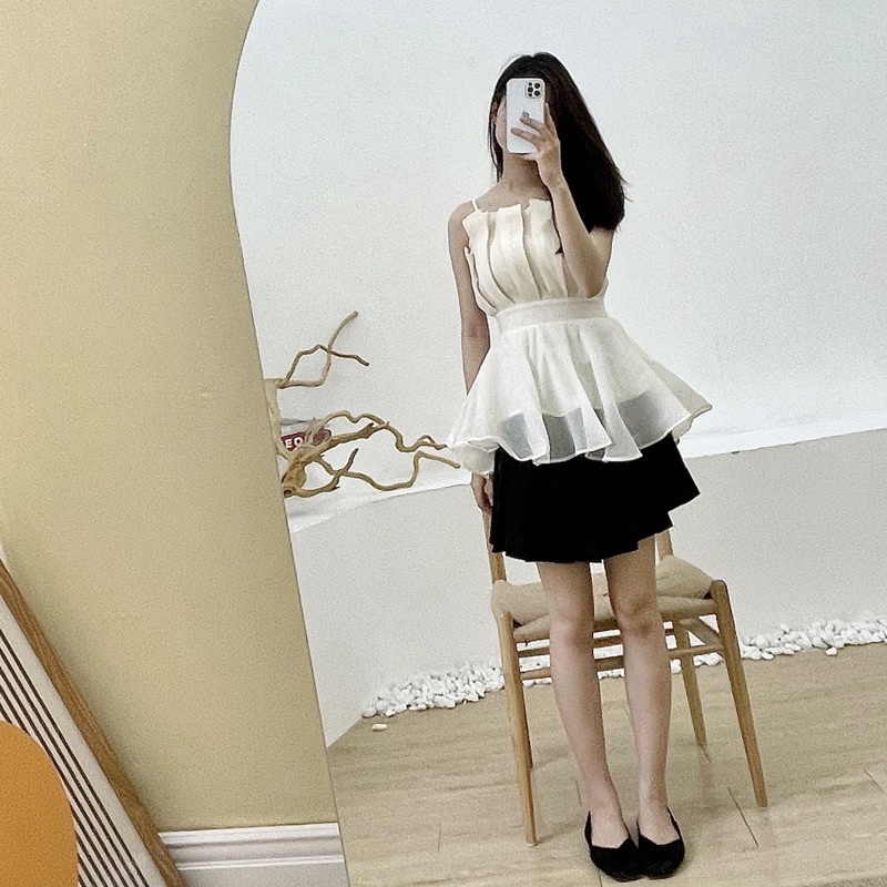 Áo tơ 2 dây peplum M111