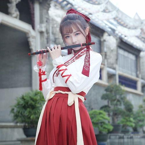 Hanfu schoolgirl costume martial arts style daily element campus female wind graduating skirt service suit