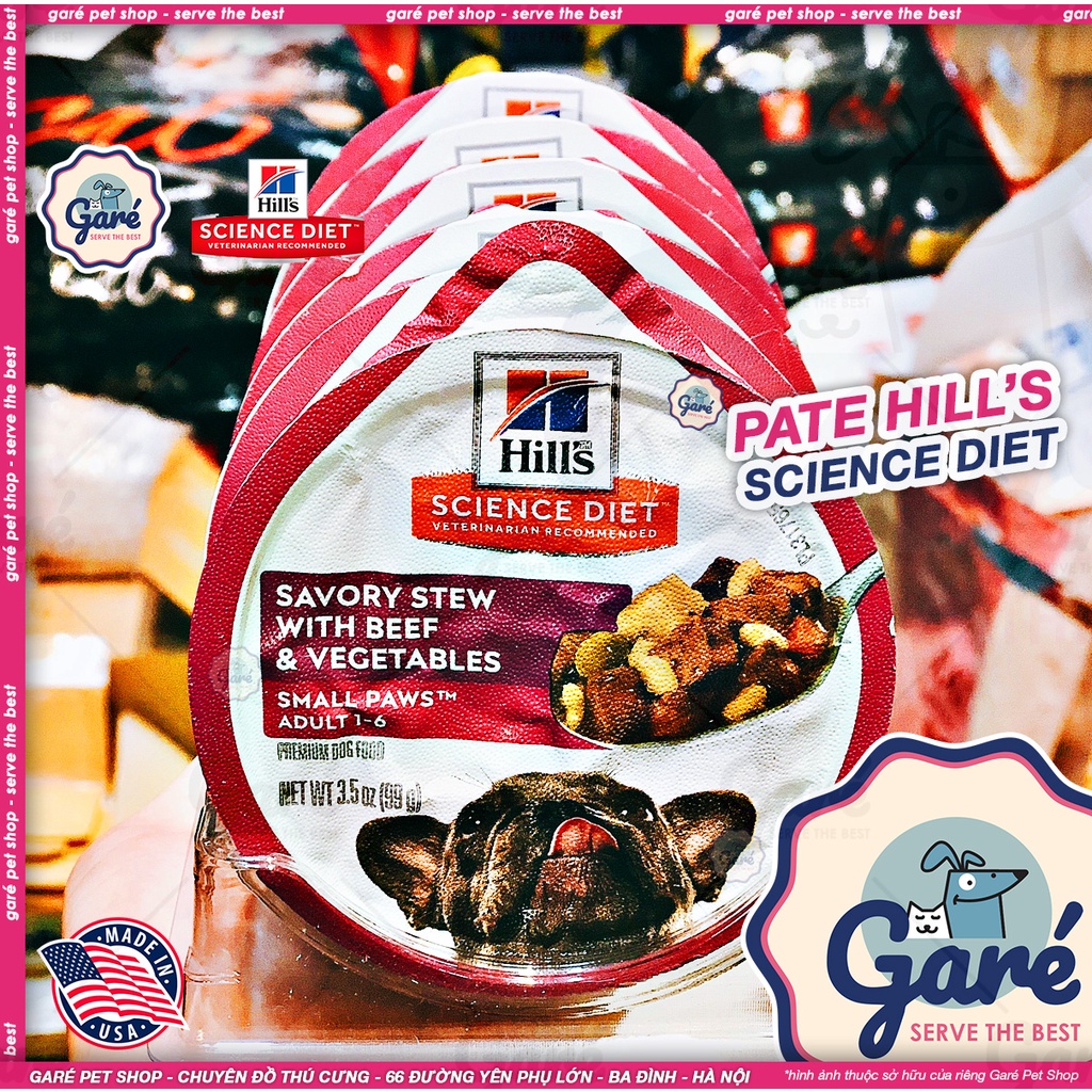 99g - Pate Thịt hầm Hill's Science Diet dành cho Chó giống nhỏ trưởng thành Hương vị Thịt gà &amp; Rau, Thịt bò &amp; rau