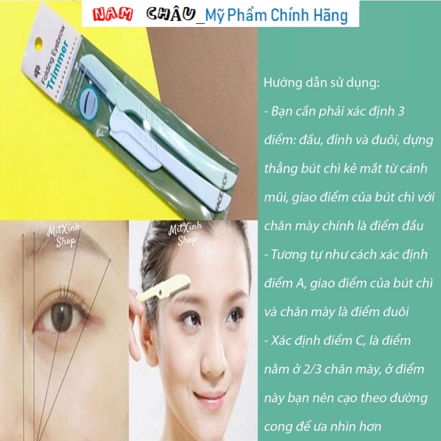 Dao cạo lông mày, chân mày THE FACE SHOP DAILY BEAUTY TOOLS FOLDING EYEBROW TRIMMER 2P NPP Nam Châu