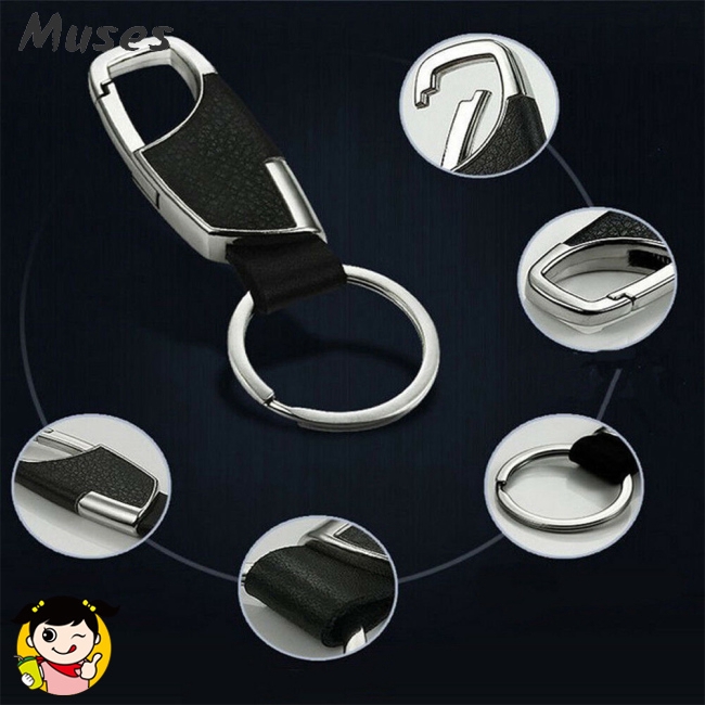 Móc khóa kim loại đa năng phối da đơn giản cho nữ