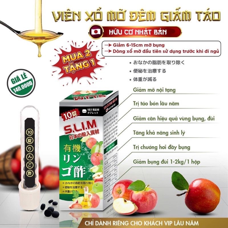 Detox xổ mỡ giấm táo đêm slimfit chính hãng