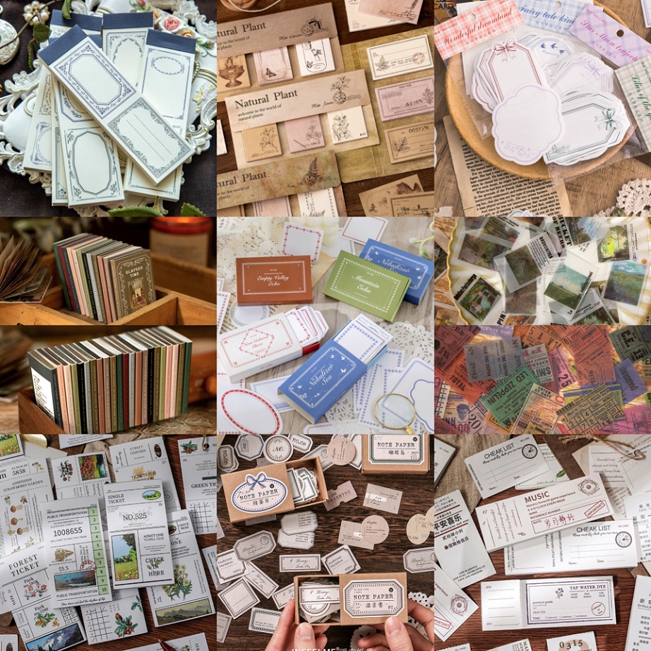Set 200 tấm giấy note mix nhiều phong cách trang trí journal