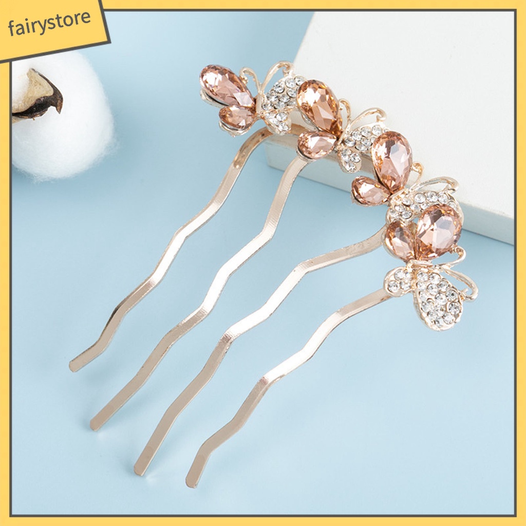 Lược Cài Tóc Hình Bướm Đính Đá Chất Lượng Cao