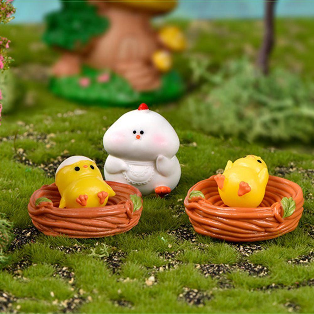 Mô hình gà con YIYU bằng nhựa resin dễ thương trang trí cây bonsai