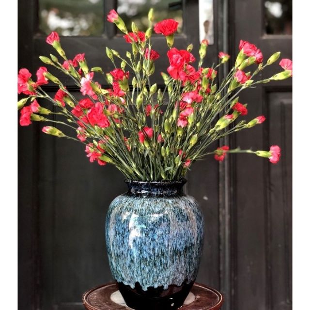 (Sale)Lọ hoa dáng quả hồng, men hỏa biến. Hàng sứ Bát Tràng. Kt 23x17