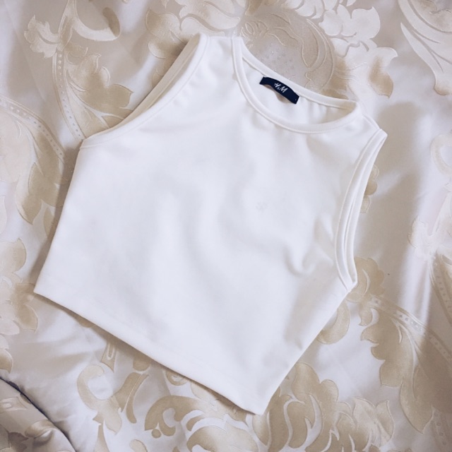 Sleeveless Croptop dáng Basic Top trắng/đen by SGGz