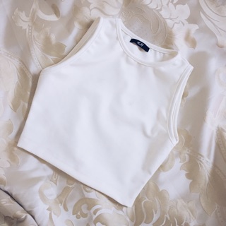 Sleeveless Croptop dáng Basic Top trắng/đen by SGGz